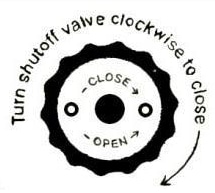 turn shutoff valve clockwise to close